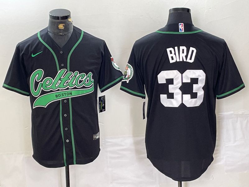 Men Boston Celtics #33 Bird Black Jointly 2024 Nike NBA Jersey style 1